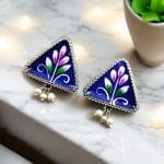 Oxidized Hand-Painted Earrings | Unique Art on Jewelry in Silver Replica Ornaments