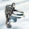 Oxidised Silver Replica Elephant Design Ring – Adjustable Size Rings for Girls