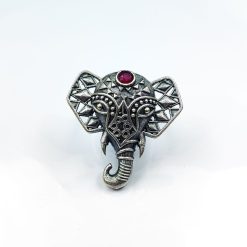 Oxidised Silver Replica Elephant Design Ring – Adjustable Size Rings for Girls