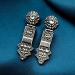 Elegant Oxidized Silver Replica Earrings | Premium Handmade Jewelry for Women - "White"