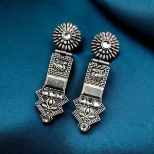 Elegant Oxidized Silver Replica Earrings | Premium Handmade Jewelry for Women - Color: "White"