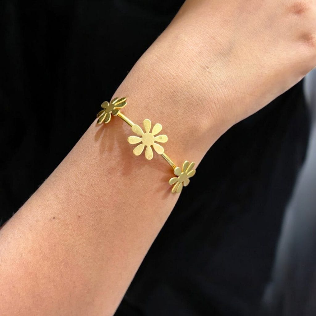 Bulk 838 Handmade Flower Design Bracelet | Affordable Gold-Plated Cuff Bangles