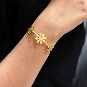 Handmade Flower Design Bracelet | Affordable Gold-Plated Cuff Bangles