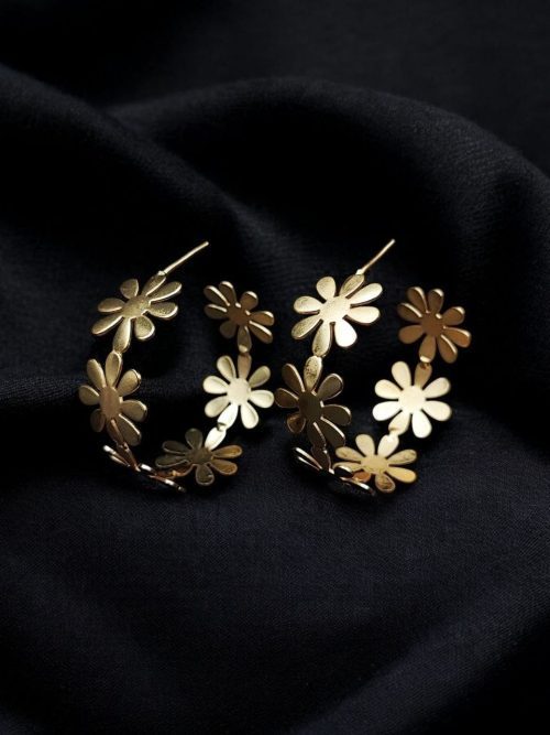 Gold-plated Bali-style designer flower earrings with a contemporary touch.
