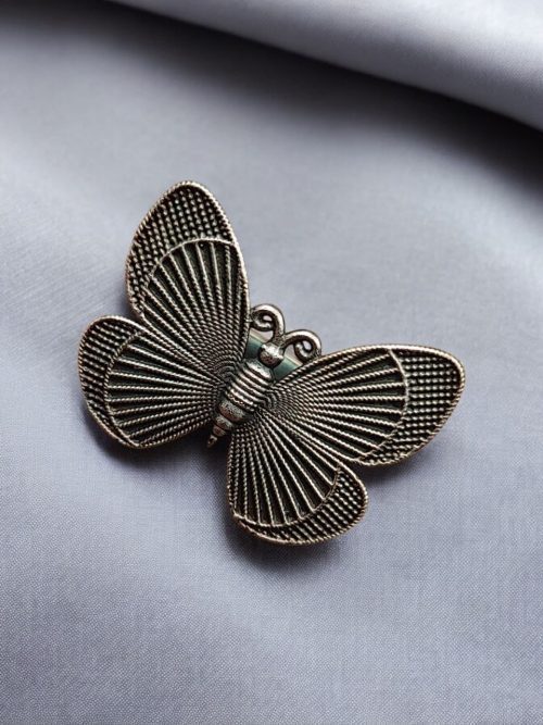 Oxidised Silver Look Butterfly Ring with adjustable band, perfect for casual wear.