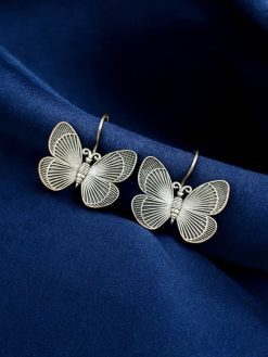 Silver Replica Butterfly Hook Earrings with lightweight design, perfect for casual wear.