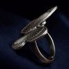 Oxidised Silver Look Butterfly Ring with adjustable band, perfect for casual wear.