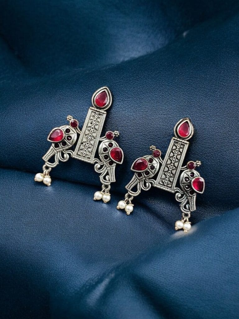 Bulk 814 Graceful Bird Stud Earrings with Silver Replica and Stone Craft - "Pink"
