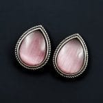 Best Drop-Shaped Monalisa Stone Stud Earrings in Silver Replica Design - "Babypink"