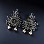 Perfect Stone Earrings in Elegant German Silver Design For Women - "Blue"