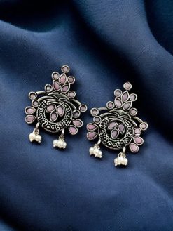 Perfect Stone Earring in Elegant German Silver Design for Women Perfect Stone Earrings in Elegant German Silver Design for Women