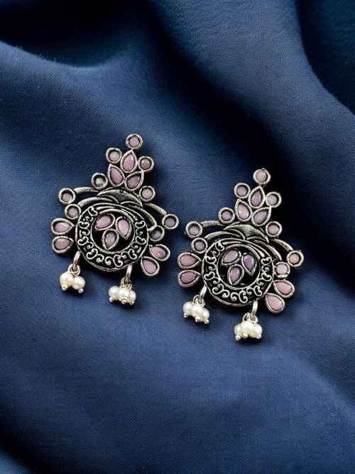 Perfect Stone Earring in Elegant German Silver Design for Women Perfect Stone Earrings in Elegant German Silver Design for Women