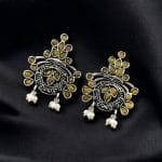 Perfect Stone Earrings in Elegant German Silver Design For Women - "Yellow"