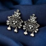 Perfect Stone Earrings in Elegant German Silver Design For Women - "White"
