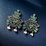 Perfect Stone Earrings in Elegant German Silver Design For Women - "Mint"