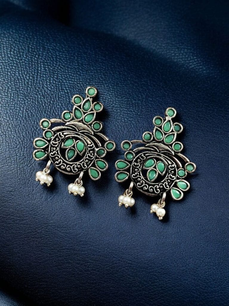 Bulk 768 Perfect Stone Earrings in Elegant German Silver Design For Women - "Mint"