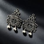 Perfect Stone Earrings in Elegant German Silver Design For Women - "Black"