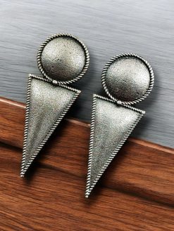"Perfectly crafted silver replica antique brass stud earrings with vintage design."