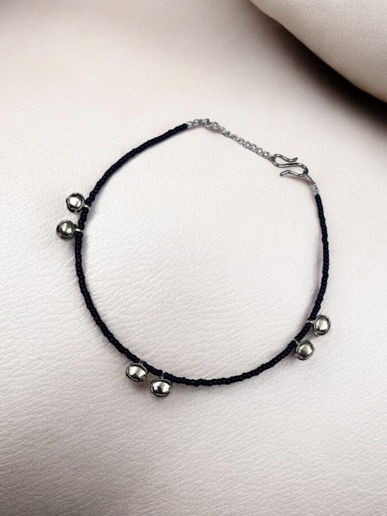 Bulk 734 Elegant Silver Blackbead Ghungroo Anklet - Best for Every Occasion