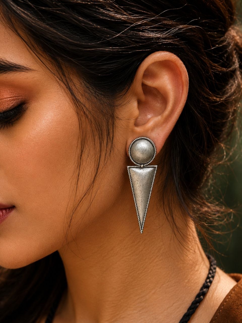 Perfectly Crafted Silver Replica Antique Brass Stud Earrings - The Best Vintage Style 1 "Perfectly crafted silver replica antique brass stud earrings with vintage design."