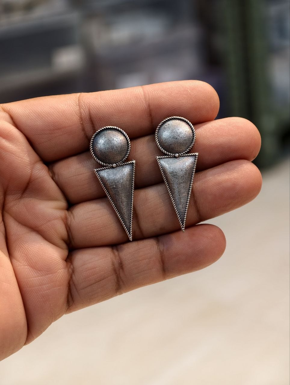 Perfectly Crafted Silver Replica Antique Brass Stud Earrings - The Best Vintage Style 3 "Perfectly crafted silver replica antique brass stud earrings with vintage design."