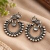 Silver Replica Elephant Earrings with intricate design and stone accents, perfect for partywear.
