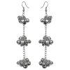 Elegant German Silver Ghungroo Hanging Earrings with hook design featuring delicate ghungroo accents and a lightweight, versatile design.