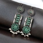 Elegant Brass Stud Earrings with Stunning Stone Detailing for All Occasions - "Mint"