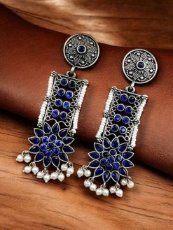 Elegant brass stud earrings with sparkling stone detailing, perfect for all occasions and versatile enough to pair with traditional and modern outfits