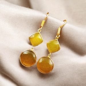 Stylish Monalisa Stone Hangings: The Best Earrings for Every Occasion - color: "Yellow"