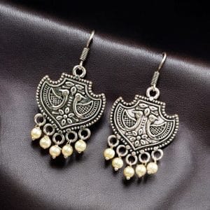 Peacock-Themed Silver-Plated Hook Earrings – A Perfect Statement Jewelry