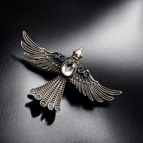 Brass bird ring with sparkling stones, featuring an elegant and intricate design perfect for any occasion.