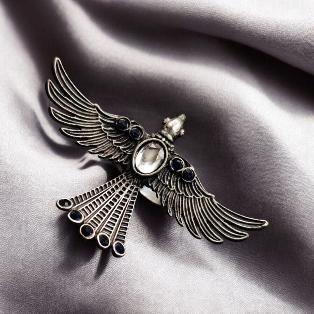 Bulk 698 Brass Bird Ring with Stones – Best and Perfectly Designed for Every Occasion - "Blue"