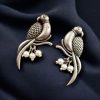 Elegant parrot design brass earrings featuring intricate craftsmanship, lightweight structure, and a timeless charm, perfect for festive and casual occasions.