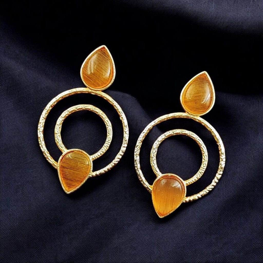 Bulk 656 Beautiful Gold-Plated Monalisa Stone Earrings - Perfect Studs for You - "Yellow"