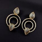 Beautiful Gold-Plated Monalisa Stone Earrings - Perfect Studs for You - "Grey"