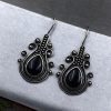 Iconic Look Silver Replica Monalisa Stone Hook Earrings For Girls