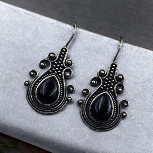 Iconic Look Silver Replica Monalisa Stone Hook Earrings For Girls