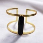 Gold-Plated Adjustable Bracelet with Monalisa Stone – The Perfect Accessory - "Black"