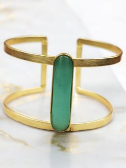 Gold-Plated Adjustable Bracelet with Monalisa Stone for Stylish Elegance