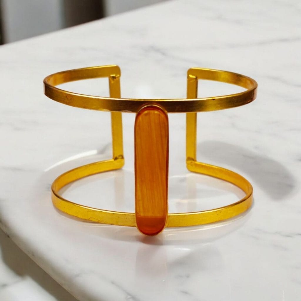 Bulk 624 Gold-Plated Adjustable Bracelet with Monalisa Stone – The Perfect Accessory - "Yellow"