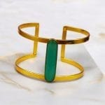 Gold-Plated Adjustable Bracelet with Monalisa Stone – The Perfect Accessory - "Green"
