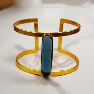 Gold-Plated Adjustable Bracelet with Monalisa Stone – The Perfect Accessory - color: "Blue"