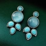 "Monalisa Stone Stud Earrings in Brass – Perfect for Everyday Style - "Aqua"