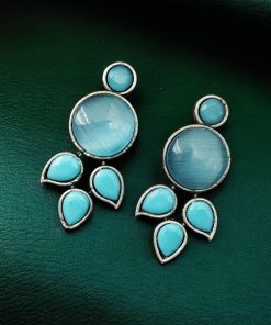 Elegant Monalisa stone stud earrings in brass, perfect for everyday wear and versatile styling.