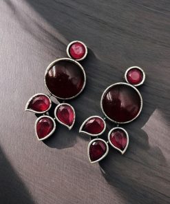 Elegant Monalisa stone stud earrings in brass, perfect for everyday wear and versatile styling.