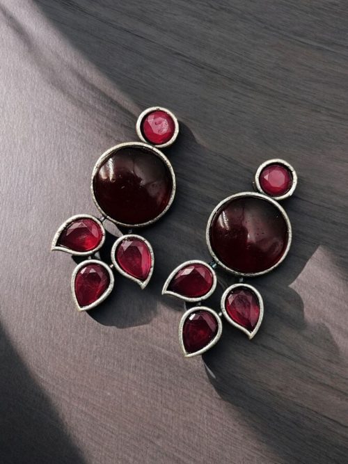 Elegant Monalisa stone stud earrings in brass, perfect for everyday wear and versatile styling.