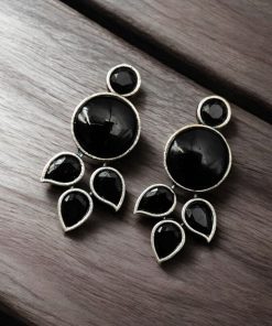 Elegant Monalisa stone stud earrings in brass, perfect for everyday wear and versatile styling.