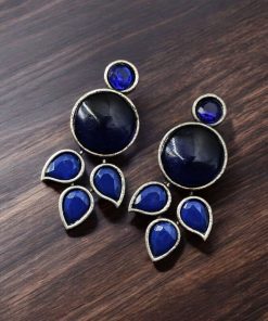 Elegant Monalisa stone stud earrings in brass, perfect for everyday wear and versatile styling.