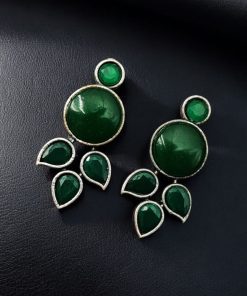 Elegant Monalisa stone stud earrings in brass, perfect for everyday wear and versatile styling.
